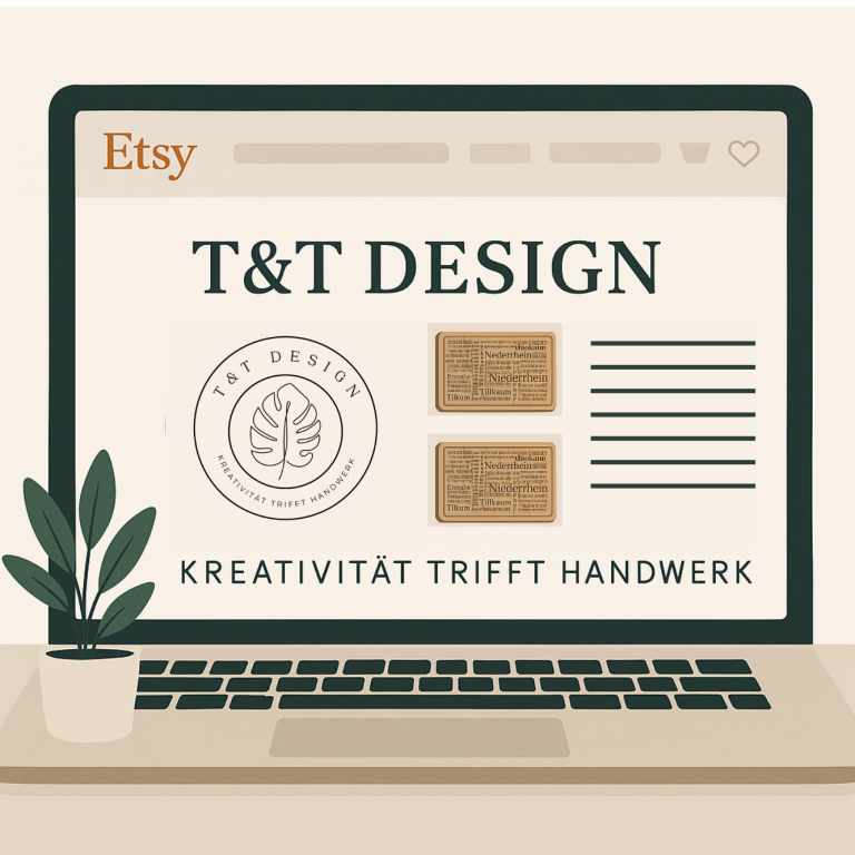 PC Bildschirm mit T&T Design Etsy Shop Layout